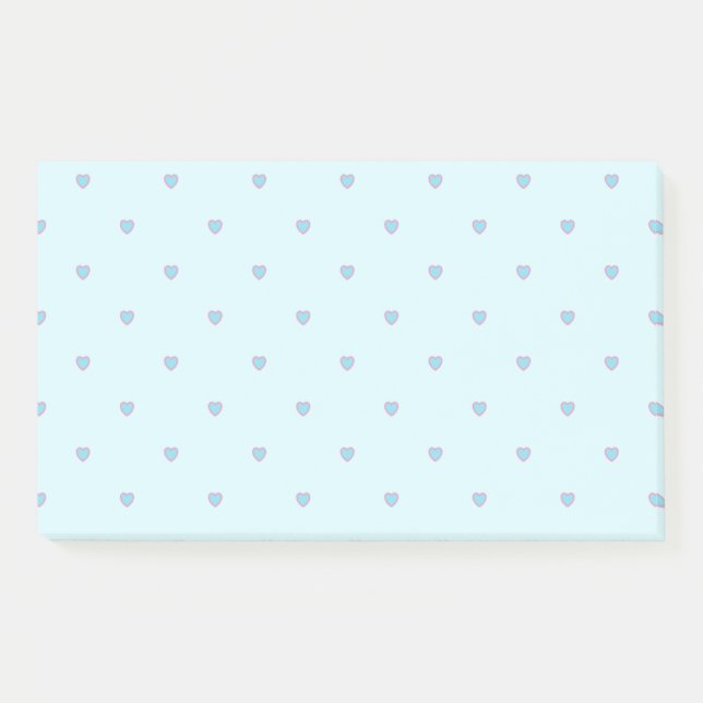 Niedliche Blue Pastel Hearts Musternotizen Post-it Klebezettel (Vorderseite)