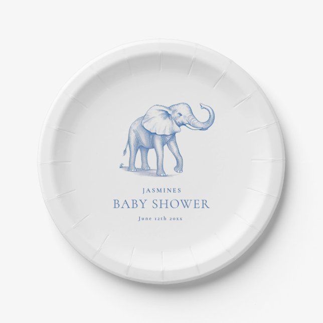 niedliche Blue Safari Babyduschbücher Pappteller (Vorderseite)