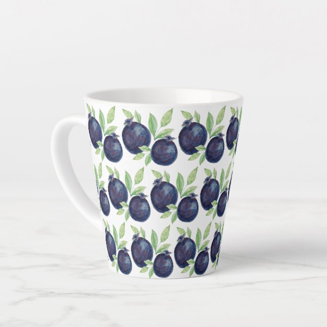 Niedliche Blueberries Wasserfarbenkunst Handbemalt Milchtasse (Linke Ecke)