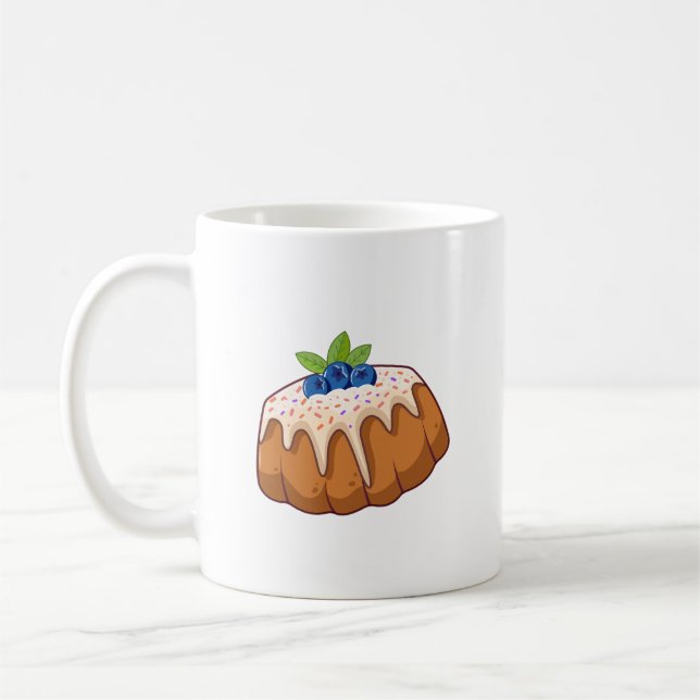 Niedliche Blueberry Bundt Cake Illustration - Kawa Kaffeetasse (Links)