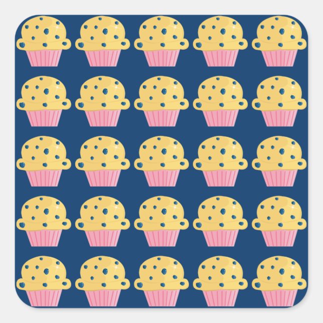 Niedliche Blueberry Muffin Designkleber Quadratischer Aufkleber (Vorderseite)