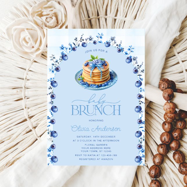 Niedliche Blueberry Pancake Baby Brunch Babydusche Einladung (Von Creator hochgeladen)