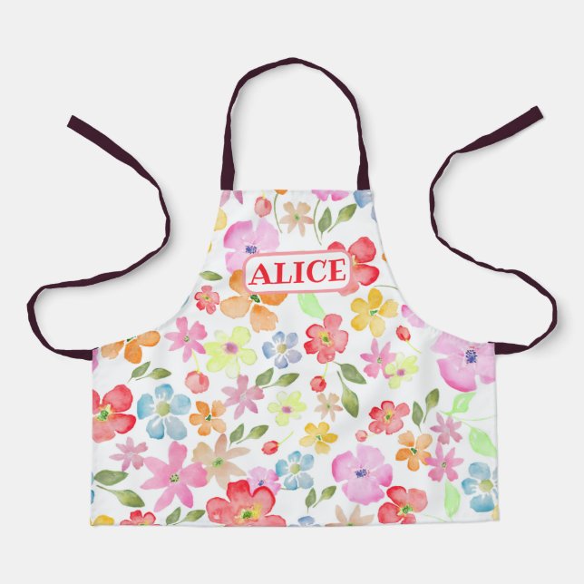 Niedliche Blume All-over-Print-Schürze, kleine Schürze (Vorderseite)