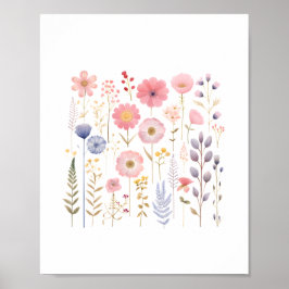 Niedliche Blume Baby Girl Kinderzimmer Floral Bota Poster