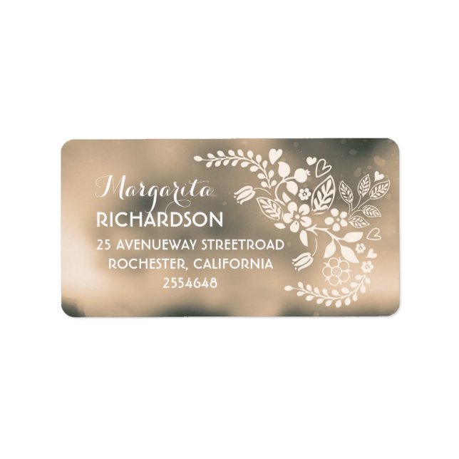 niedliche Blume beige braune Hochzeitsmarken Adressaufkleber (Vorne)
