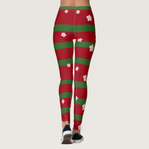 Niedliche Blume Blumengestein auf Solid Green Red Leggings