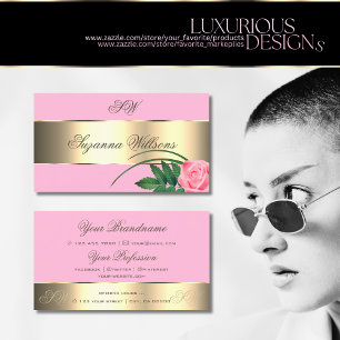 Niedliche Blume der Rose in Rosa und Gold mit Init Visitenkarte