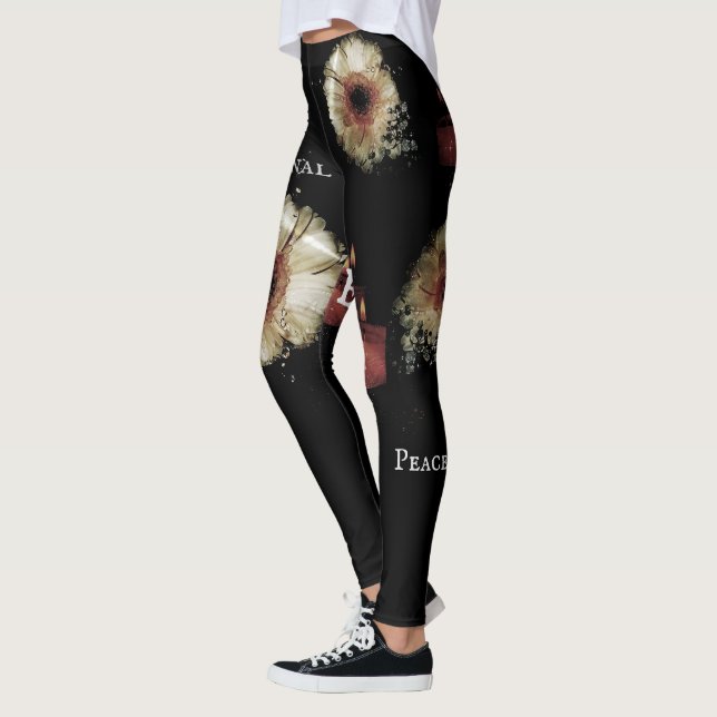 Niedliche Blume der weißen Liebe Blumenmuster Schw Leggings (Links)