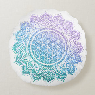 Niedliche Blume des Lebens Mandala Glitzer Meditat Rundes Kissen