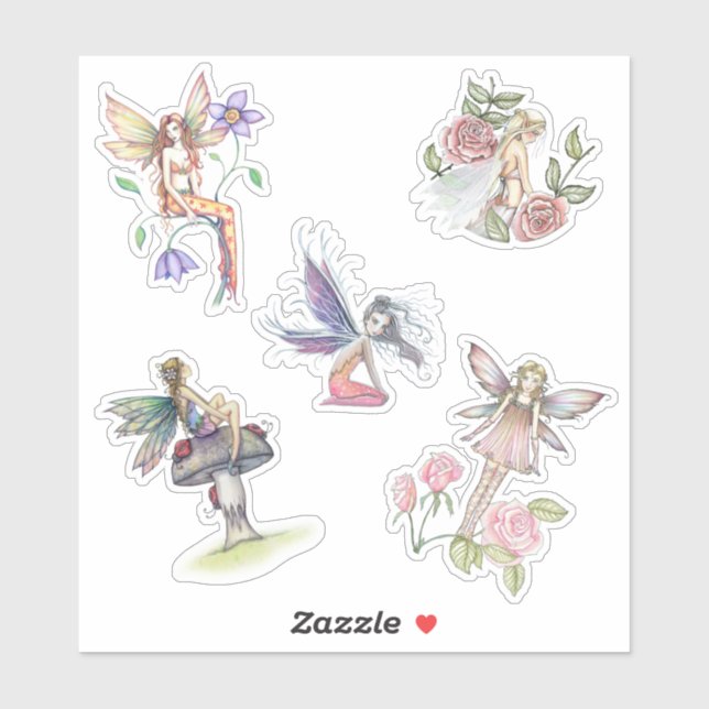 Niedliche Blume Fairy Stickers von Molly Harrison Aufkleber (Blatt)