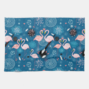 Niedliche Blume Flamingos Geschirrtuch