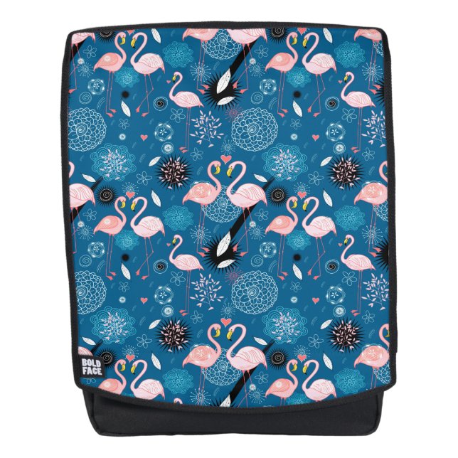 Niedliche Blume Flamingos Rucksack (Vorderseite)