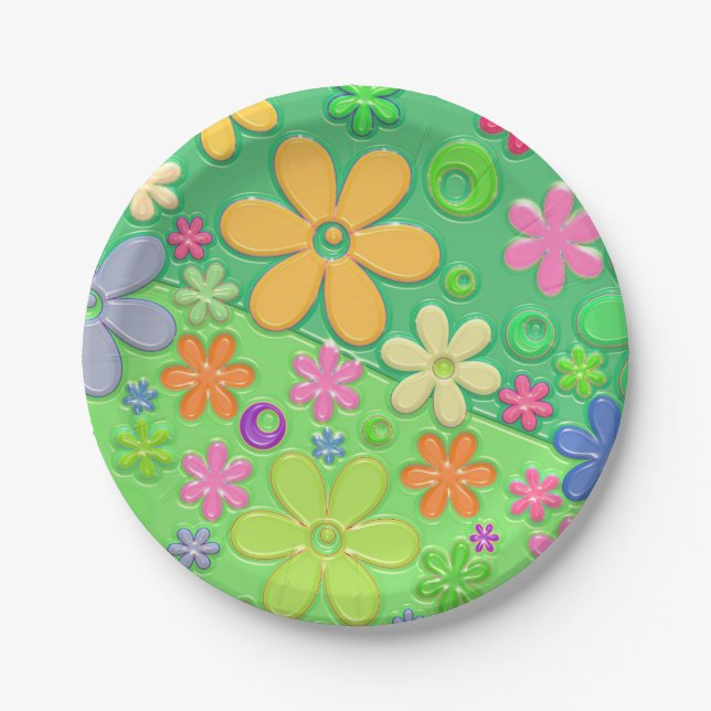 Niedliche Blume für grüne 60er Teller (Vorderseite)