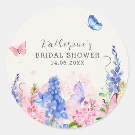 Niedliche Blume, gibt er mir Schmetterlinge Brautp Runder Aufkleber