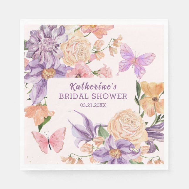 Niedliche Blume, gibt er mir Schmetterlinge Brautp Serviette (Vorderseite)