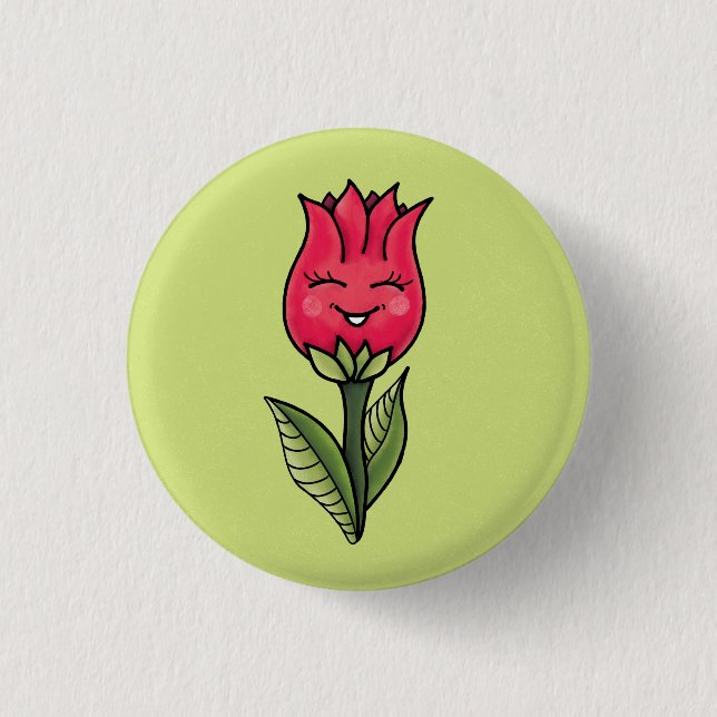 Niedliche Blume Girly Button (Vorderseite)