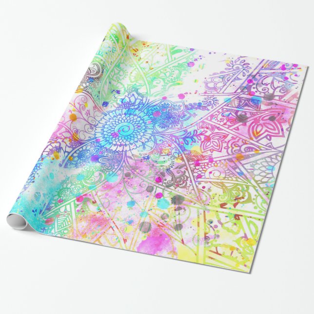 Niedliche Blume handgezeichnetes Design Aquarellfa Geschenkpapier (Ungerollt)