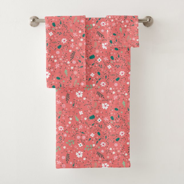 Niedliche Blume im Herbst Illustration Blumenmuste Badhandtuch Set (Insitu)