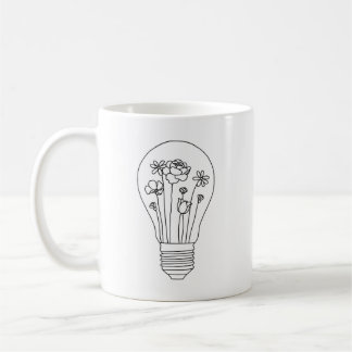 Niedliche Blume in der Glühbirn-Kaffee-Tasse Kaffeetasse