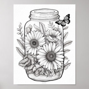 Niedliche Blume in JAR-Farbgebung Poster