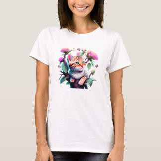 Niedliche Blume Katze Acrylic T - Shirt