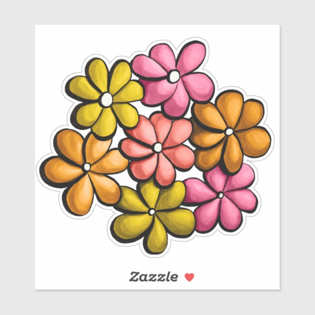 Niedliche Blume Kinder Farbige Tinte Zeichnend Aufkleber (Blatt)