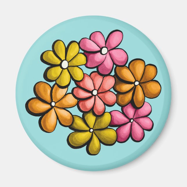 Niedliche Blume Kinder Farbige Tinte Zeichnend Magnet (Vorne)