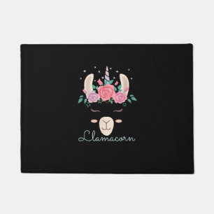 Niedliche Blume Lamacorn Llama Unicorn Kawaii Blum Fußmatte