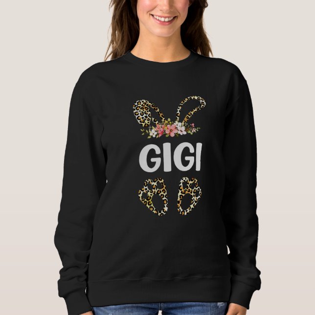Niedliche Blume Leopard Gigi Bunny Ostermütter Da Sweatshirt (Vorderseite)