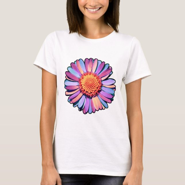 Niedliche Blume Lila Pink Blue Boho Daisy Bisexual T-Shirt (Vorderseite)