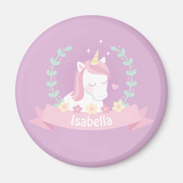 Niedliche Blume Magical Unicorn Magazine Magnet (Vorne)