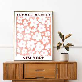 Niedliche Blume Markt Retro Daisy Rosa Terracotta Poster