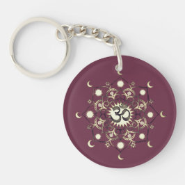 Niedliche Blume Moon Mandala Om Zitat Gold Lila Schlüsselanhänger