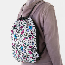 Niedliche Blume Muster blau Swirt Berry - Weiß
