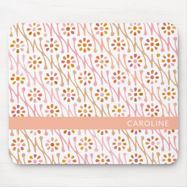 Niedliche Blume Muster Earthy Boho Personalisiert Mousepad (Vorne)