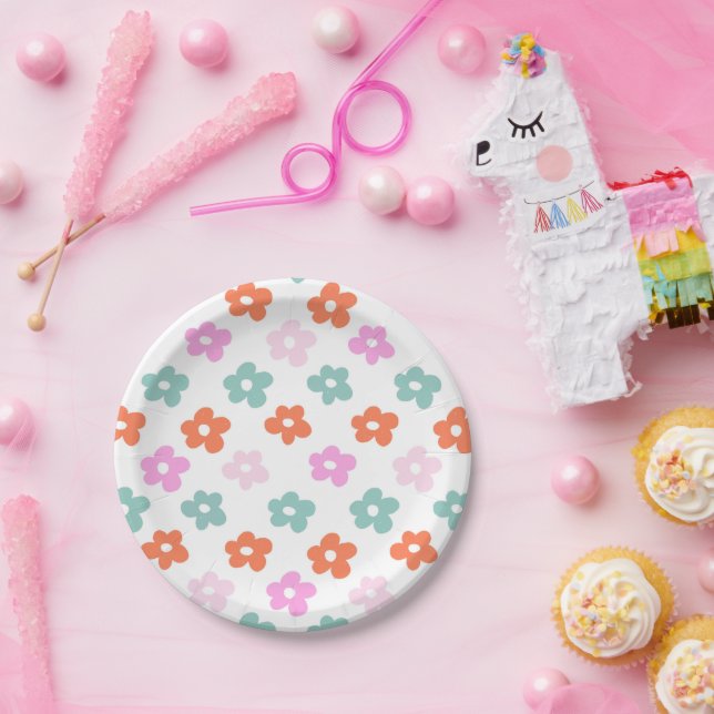 Niedliche Blume Muster Kinderdusche Pappteller (Party)