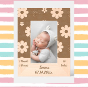 Niedliche Blume Name/Geburtsdatum Foto Geätzte Rahmen