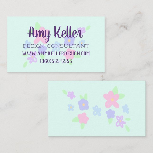 Niedliche Blume Pastell Visitenkarte (Vorne/Hinten)