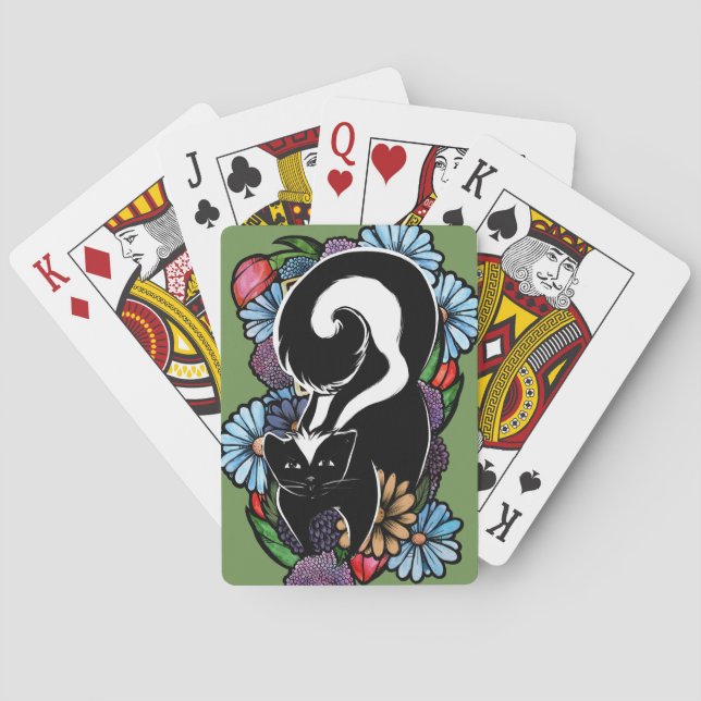 Niedliche Blume Skunk Spielkarten (Rückseite)