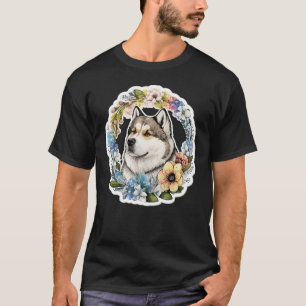 Niedliche Blume Sommer Floral Alaskan Malamute 1 T-Shirt