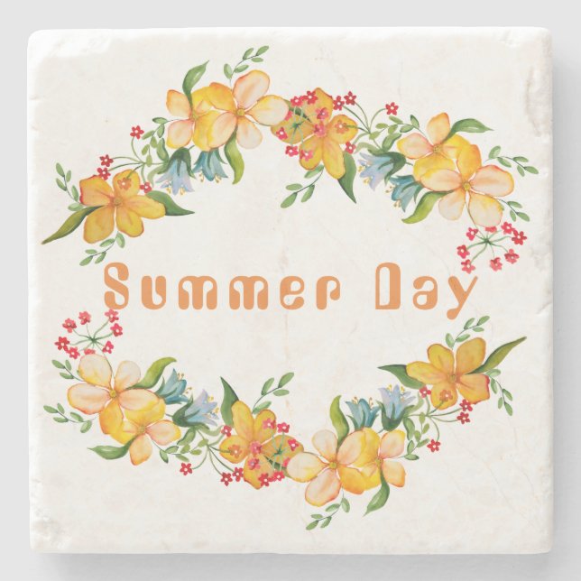 Niedliche Blume Steinuntersetzer (Vorderseite)