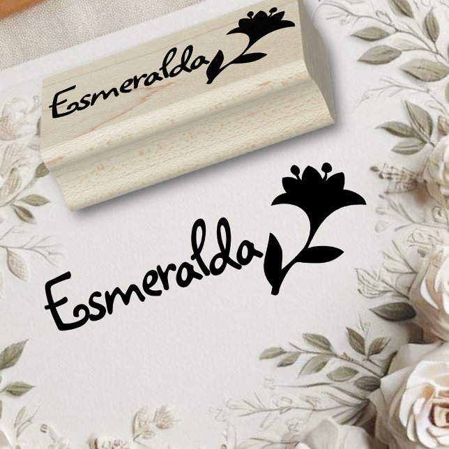 Niedliche Blume Symbol Personalisiert Name Text Gummistempel (Von Creator hochgeladen)