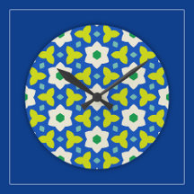 Niedliche Blume über blaue und grüne geometrische 