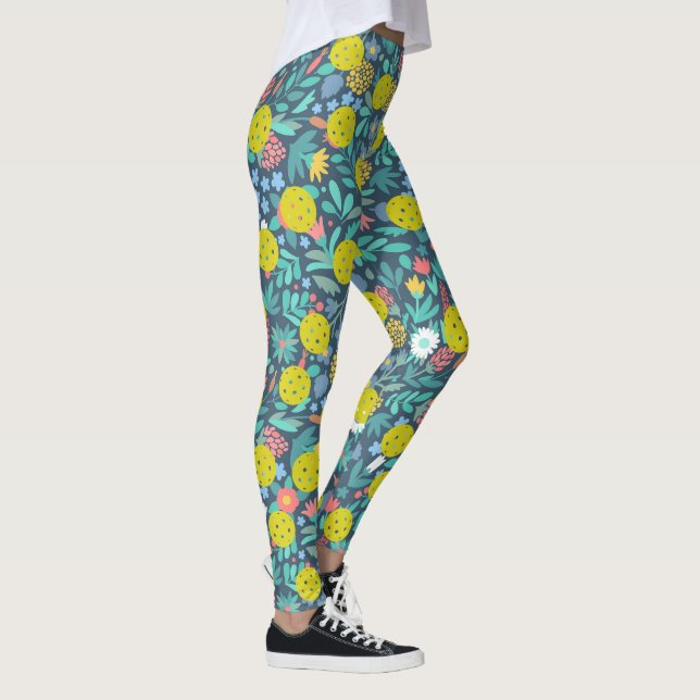 Niedliche Blume und Blätter Spaß beim farbenfrohen Leggings (Rechts)