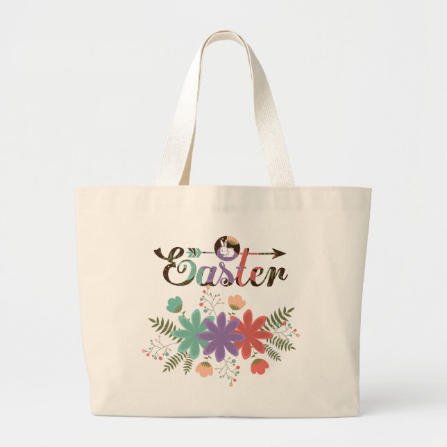 Niedliche Blume und Fern mit sonniger Aussicht Jumbo Stoffbeutel (Vorne)