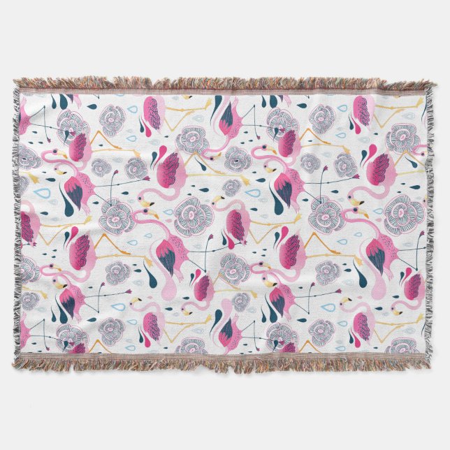 Niedliche Blume und Flamingos-Illustration Decke (Vorderseite)