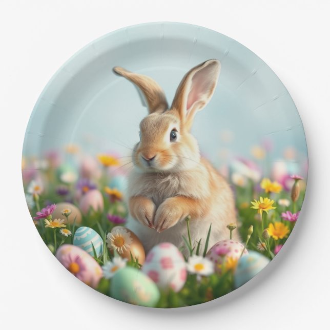 Niedliche Blume und Party zu Ostern Pappteller (Vorderseite)