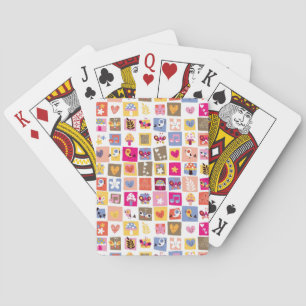 niedliche Blume, Vögel, Herz-Quadrate Spielkarten