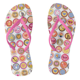niedliche Blume, Vögel, Herzmuster Flip Flops
