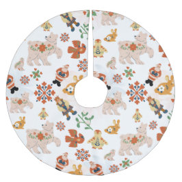 Niedliche Blume Weihnachtsmuster mit dem Weihnacht Polyester Weihnachtsbaumdecke